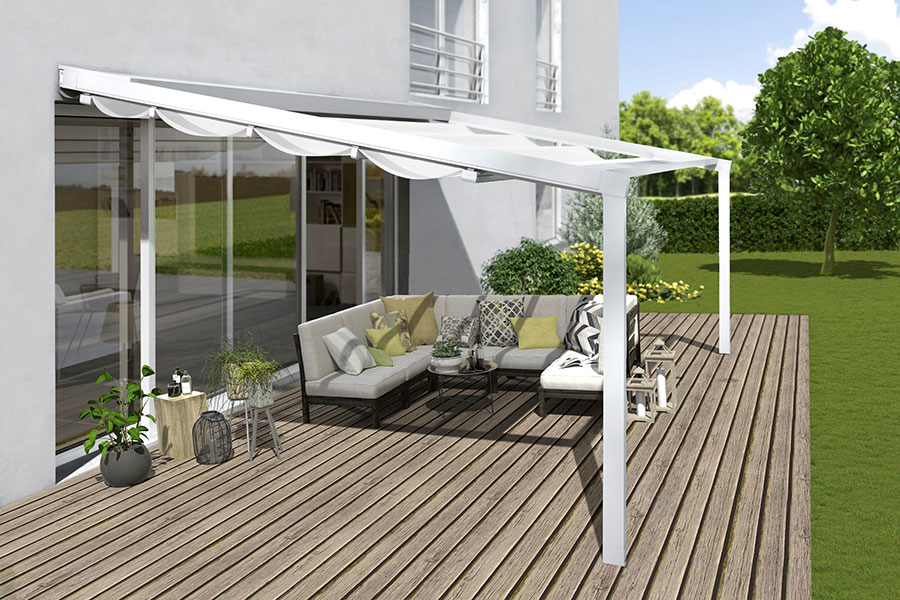 Lamellendach QUBE Line im Garten